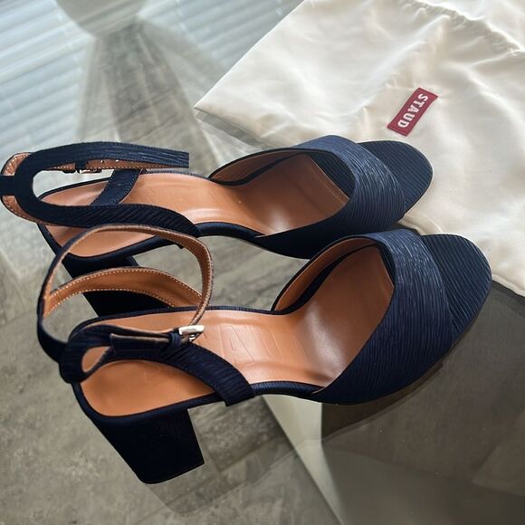 STAUD Solange NAVY High Block Heel Sandals, New, Size EU 40 - Picture 5 of 15